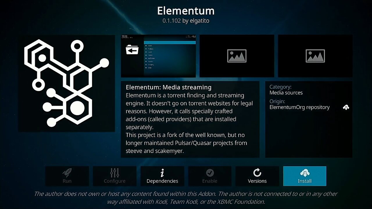 Install Elementum Kodi Addon